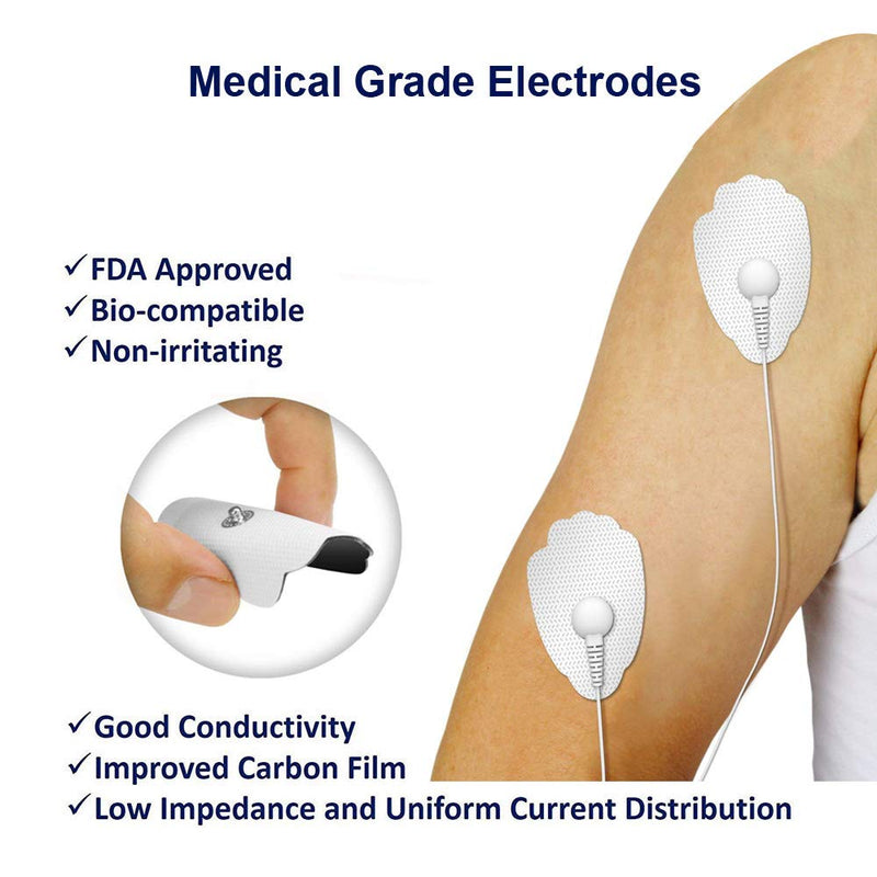 QUILLE TENS Electrodes - 20 TENS Unit Pads Electrode Pads Reusable Self-Adhesive Replacement Massage Pads (Snap on) - TENS/EMS Electronic Pulse Massager - NewNest Australia