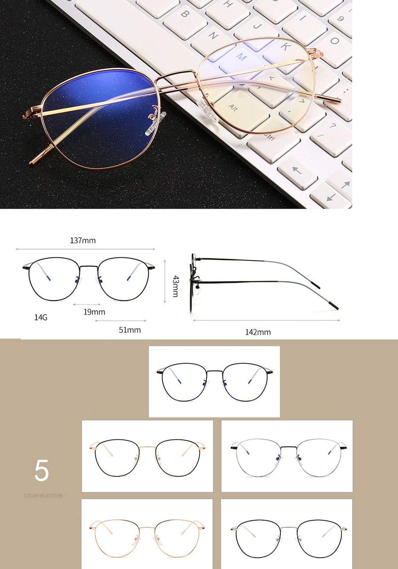 Blue light filter glasses women men metal frame retro blocking blue light gaming glasses computer glasses rose gold - NewNest Australia