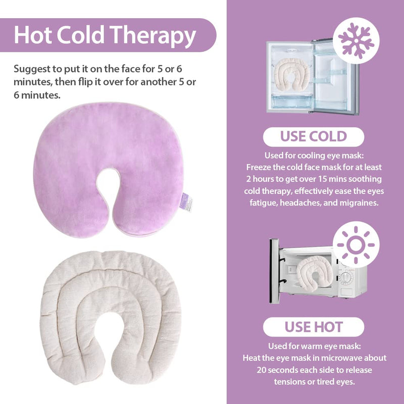 NEWGO Face Heating Mask for Sinus, Microwavable Heating Pad, Warm Cold Compress Sinus Pillow, Natural Reusable Relief for Dry Eyes, Migraines, Headache, Sinus Pressure and Relaxation(Purple) Purple - NewNest Australia