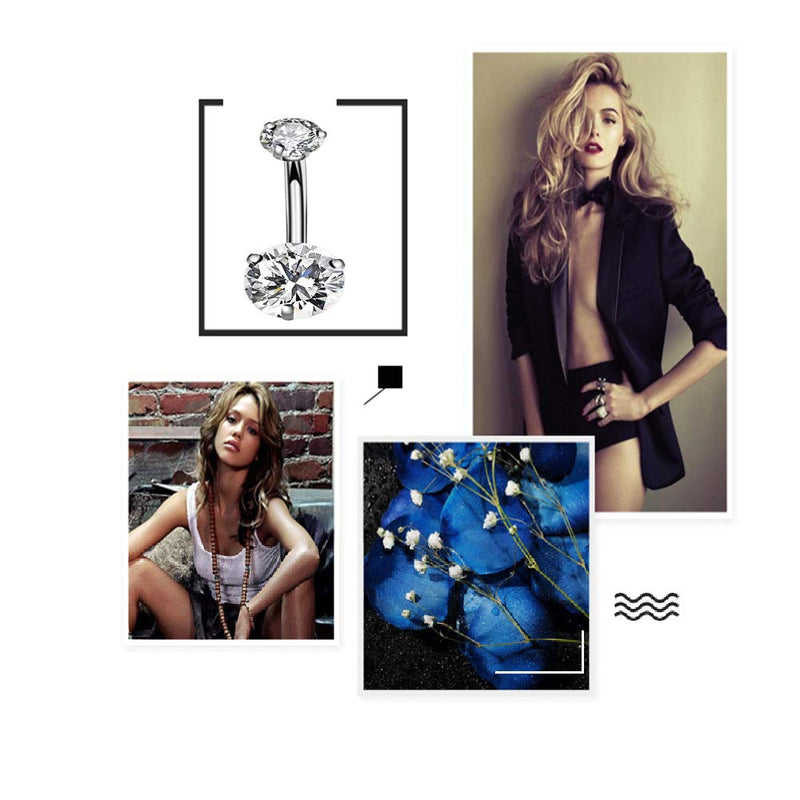 Jconly Belly Piercing Kit - 14G Belly Button Ring with 316L Steel Piercing Needles and Piercing Clamp Belly Kit - NewNest Australia