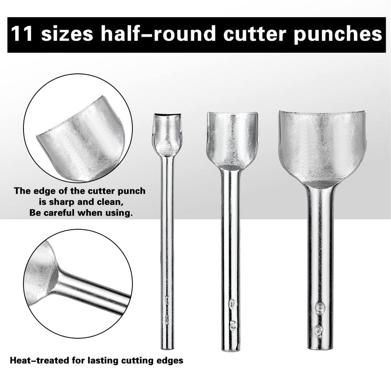 Yizzvb 11 Sizes Half-Round Cutter Punch, Leather Punch Tool, Leather Belt End Cutter, Leather Craft Half Round Cutter Punch Strap Tools for Crafting Strap Belt, Wallet and Bag, 3-45 mm - NewNest Australia