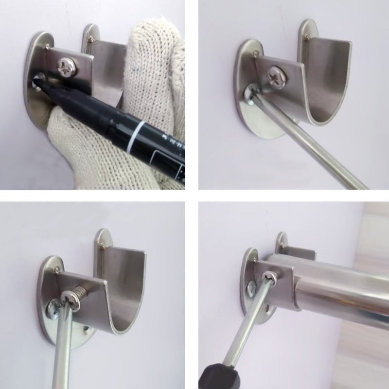 Hysagtek 4 Pcs Closet Rod Holder Support U Shaped Rod Socket Flange Set Heavy Duty Closet Pole Rod End Supports for Closet Shower Curtain Rod, Stainless Steel, 2 Sizes (1" and 1-1/3" Diameter) - NewNest Australia