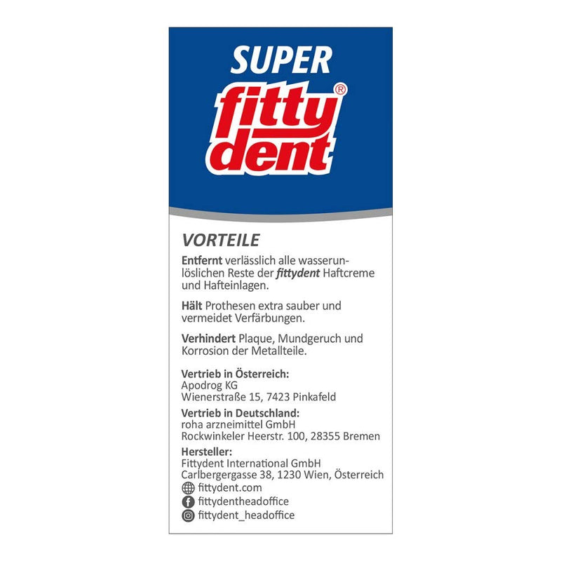 Fittydent Super Cleaning Tablets, Pack Of 32, Removes Almost Invisible Residues Powerfully And Gently, Ideal For Full And Partial Dentures And Braces, Freshness And Cleanliness In The Mouth - NewNest Australia