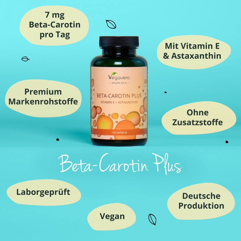 Beta Carotene Tanning Capsules | with astaxanthin + vitamin E | Premium raw materials: Lucarotin® + AstaZine® | No gelatin | Laboratory tested | Without additives | German production Vegavero® - NewNest Australia