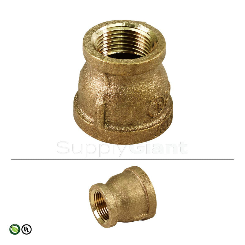 Supply Giant CSSD0340 3/4'' x 1/4'''' Lead Free Reducing Coupling with Female National Pipe Taper Threaded Ends, Brass Construction, Higher Corrosion Resistance, Economical & Easy to Install, 20 - NewNest Australia