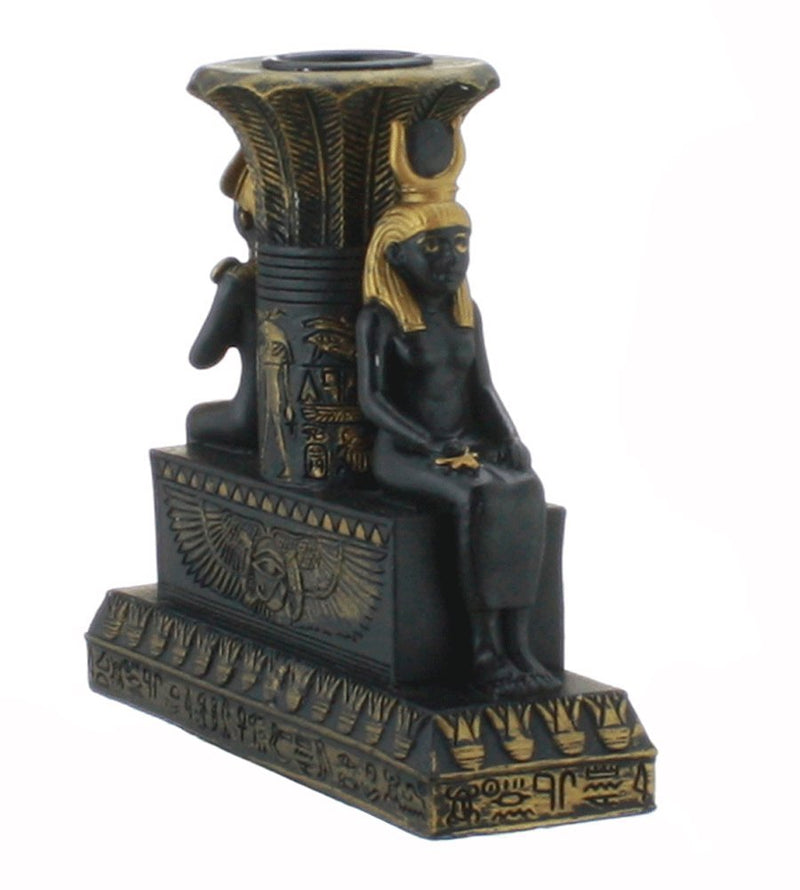 NewNest Australia - PTC Egyptian Isis and Osiris Painted Candle Holder, Black and Gold Color 