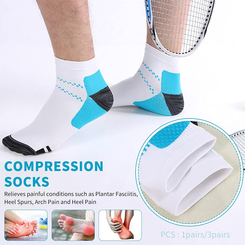 Plantar Fasciitis Socks 3 Pack Foot Care Compression Stockings Running Socks for Women Men Relieve Pain Support Heel Arch Ankle SM - NewNest Australia