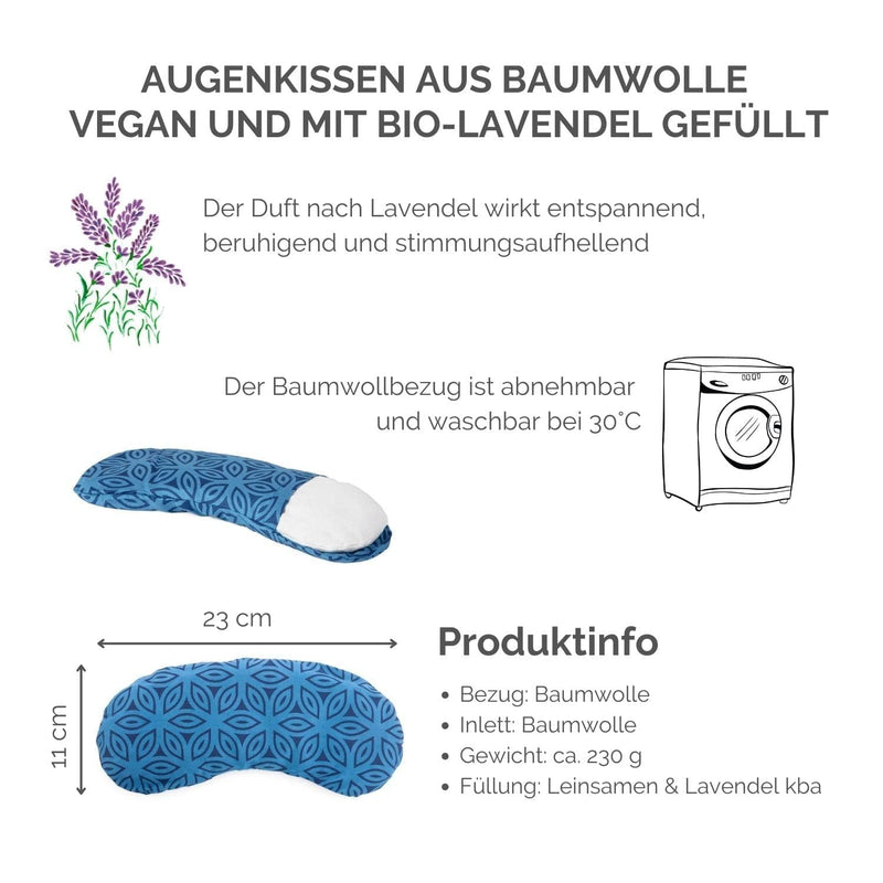 Bodhi Soft Cotton Eye Pillow | Filling made from organic linseed & organic lavender | Vegan | Eye mask for yoga, relaxation & meditation | Available in several designs Lotus, natural gray - NewNest Australia