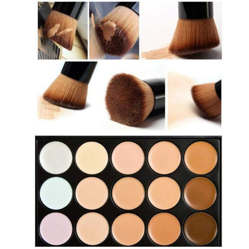 15 Colour Makeup Concealer Contour Palette Face Foundation Cosmetic Eye Shadow Highlighting Makeup Kit with Makeup Brush and Sponges Water Droplets Puff - NewNest Australia