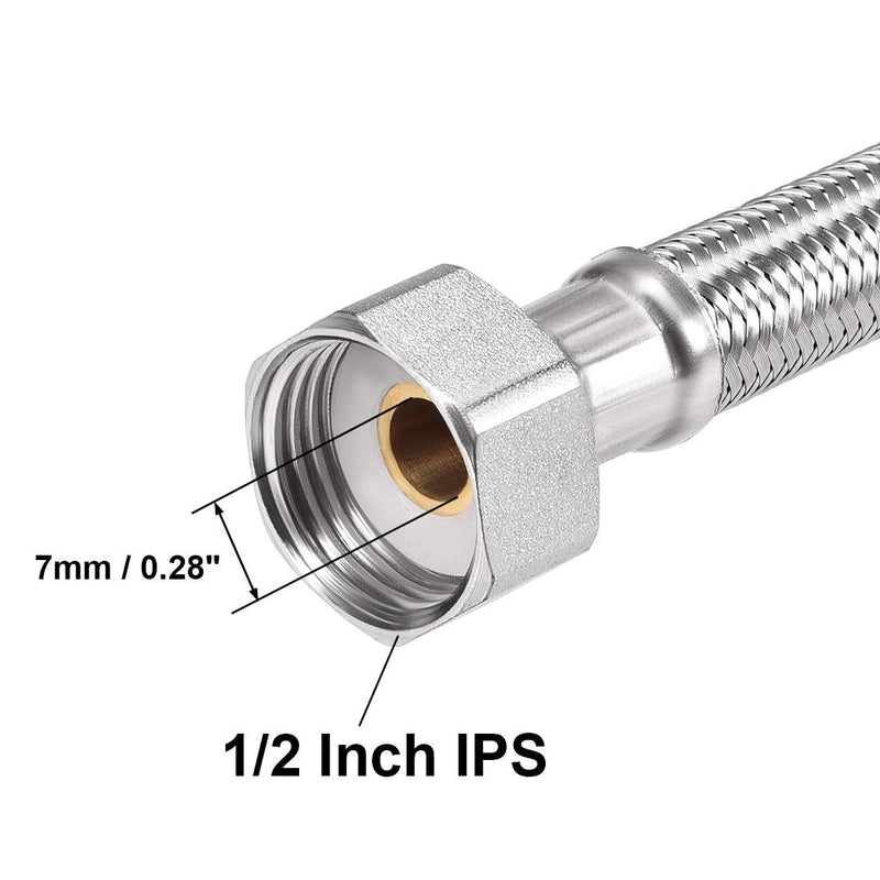 uxcell Faucet Supply Line Connector G1/2 Female x G1/2 Male 24 Inch Length 304 Stainless Steel Hose 2Pcs - NewNest Australia