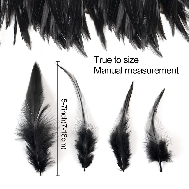 200pcs 5-7 Inches Saddle Hackle Black Rooster Feather for Crafts Natural Pheasant Neck Feathers DIY Pendant Earrings Dream Catcher - NewNest Australia