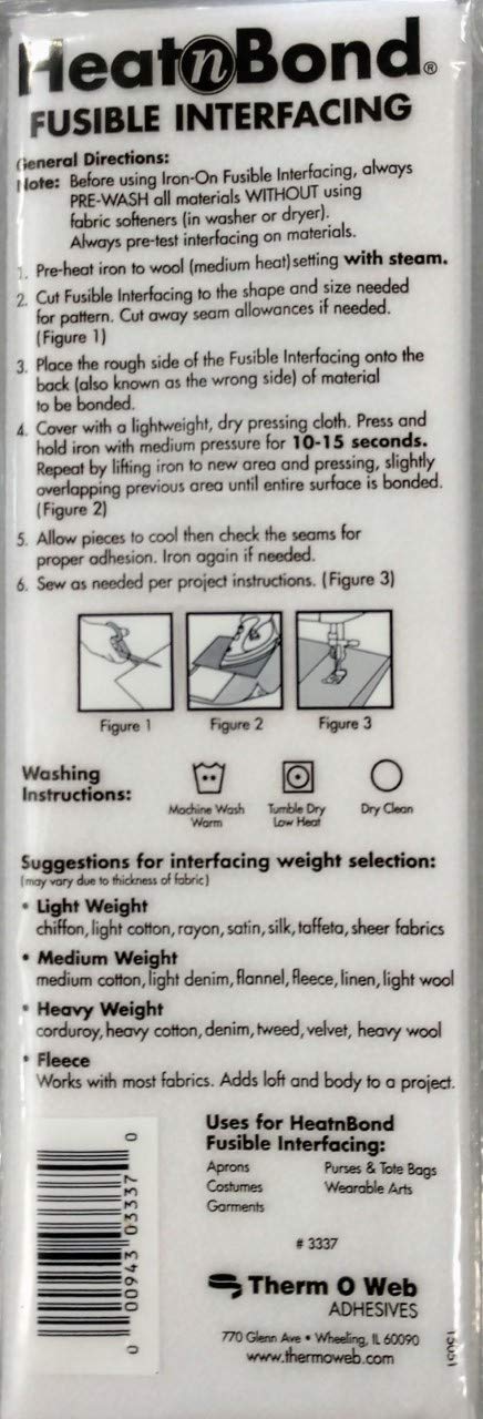 Therm O Web Thermoweb Heat N Bond Medium Weight Iron On Fusible Interfacing White 20 inch x 36 inch 3337 (4-Pack) - NewNest Australia