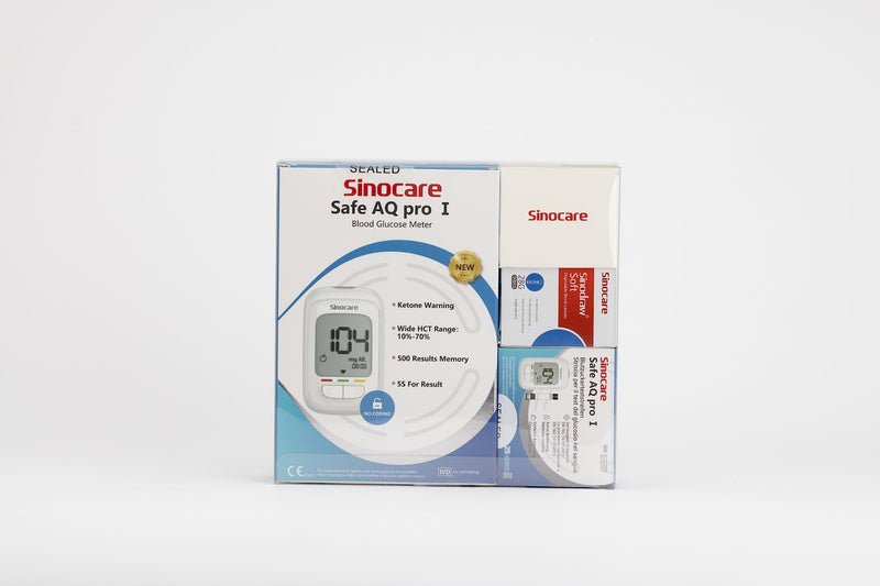 Sinocare Safe Aq Pro I Blood Glucose Monitor Set, Upgrade Sugar Monitor With Test Strips 50, Lancets X 50, Starter And Elderly Operation Friendly (Safe Aq Pro I Blood Glucose Monitor Set 50) - NewNest Australia