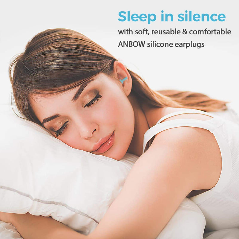 ANBOW Ear Plugs for Sleeping Noise Cancelling. Reusable Silicone Earplugs. Custom Fit - Noise Reduction for Sleeping, Concerts, Work & Swimming. Adjustable to Ear Size. 3 Pairs + Travel Pouch - NewNest Australia