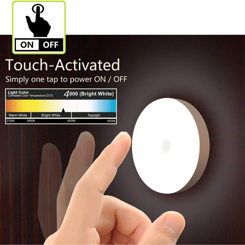Mini Touch Light, RTSU Rechargeable Battery Operated Closet Lights Wardrobe Lights, Magnetic Stick-on Anywhere LED Night Light, Wireless Under Cabinet Lighting, Dimmable Tap Push Light Lamp (1 Pack) Ivory White-flat - NewNest Australia