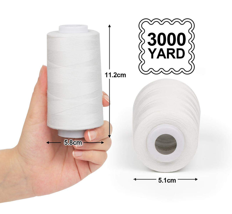 ilauke 4 x 3000 Yards Serger Thread Spools White Polyester Sewing Thread Overlock Cone - NewNest Australia