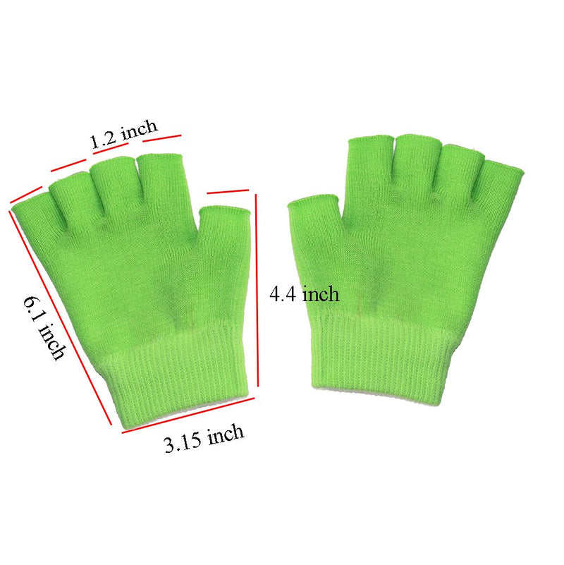 2pcs Moisturizing Spa Gloves Half Finger Touch Screen Gloves Gel Line with Oils and Vitamin E (Green) Green - NewNest Australia