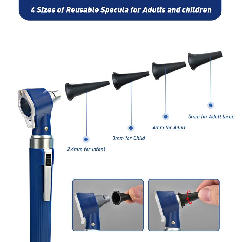 Scian Otoscope Kit - Ear Scope Otoscope With Led Light, 3X Magnification, 4 Speculum Tips Size, Lightweight Diagnostic Ear Care Tool For Children, Adults, Dogs, Home Use (Blue) - NewNest Australia