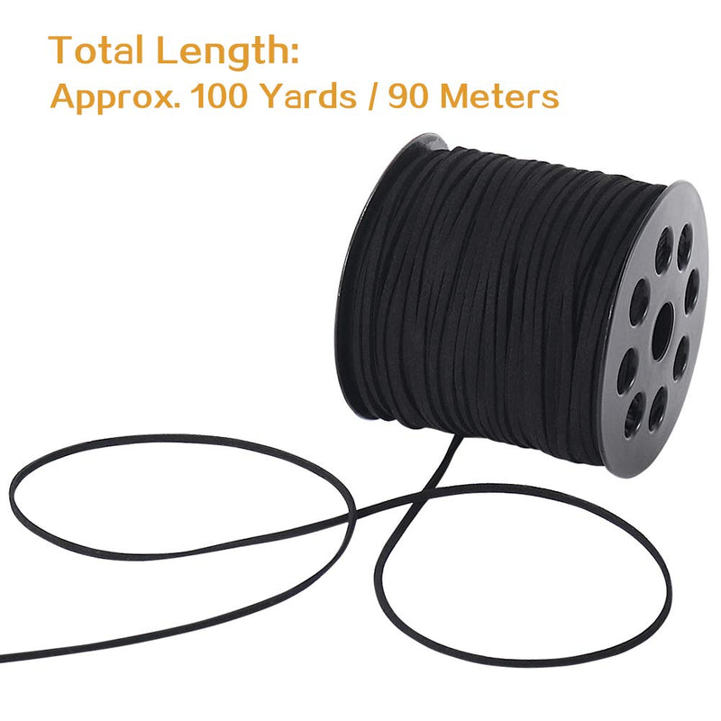 Tenn Well 2.6mm Suede Cord, 100 Yards Flat Faux Leather Lace Cord for Necklaces, Bracelets, Jewelry Making, Beading and DIY Crafts (Black) Black 2.6mm x 100 yards - NewNest Australia