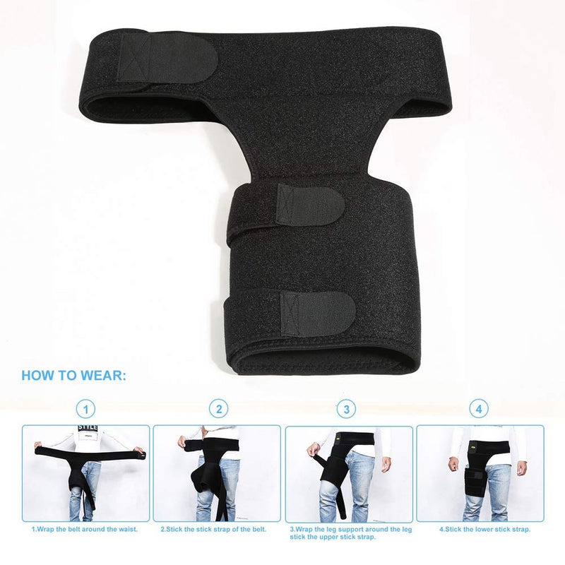 Compression Hip Brace Fits Right & Left Leg, Adjustable Groin Wrap Thigh Support Hamstring Sleeve for Relief Hip Pain Sciatica Arthritis Quad Muscle Strains Sports Protection for Men & Women - NewNest Australia