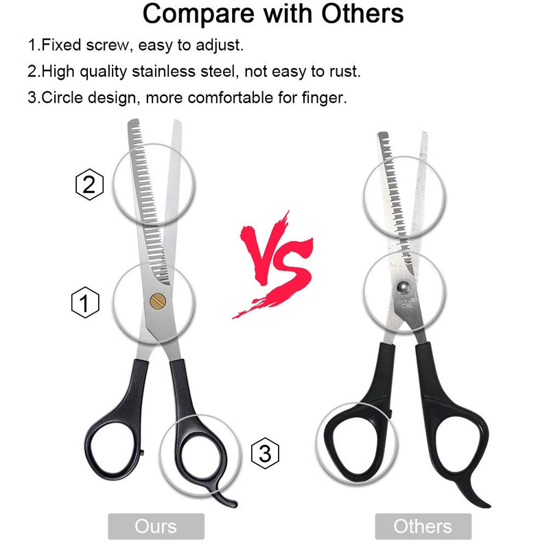 Uraqt Hair Scissors Set, 2 Sharp Professional Scissors Sets, Light Single-Sided Thinner, Sharp Hairdressing Scissors, Hair Cutting Scissors, Comb, For Women, Men, Children, Pets, Black - NewNest Australia