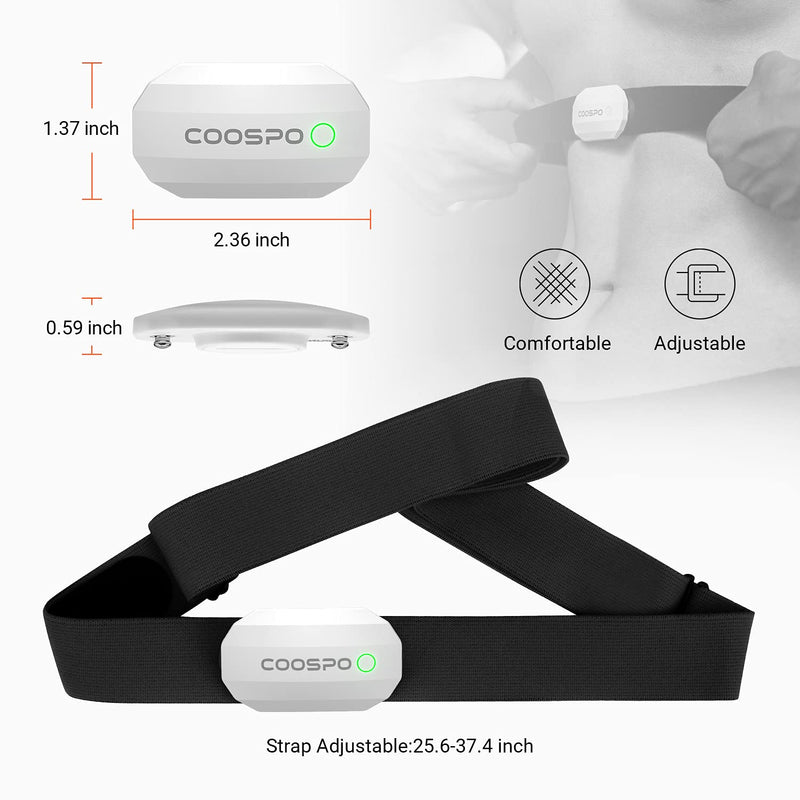 Coospo Bluetooth Heart Rate Monitor Chest Strap,ANT+ BLE HR Monitor Chest, HRM IP67 Waterproof, Use for Running Cycling Gym and Other Sports - NewNest Australia