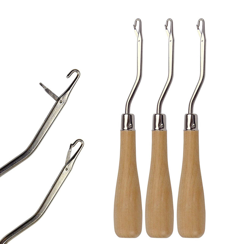 3 Pcs 6.5 Inch Wooden Bent Latch Hook Supplies Tool for Rug Making and Other Crafts - NewNest Australia
