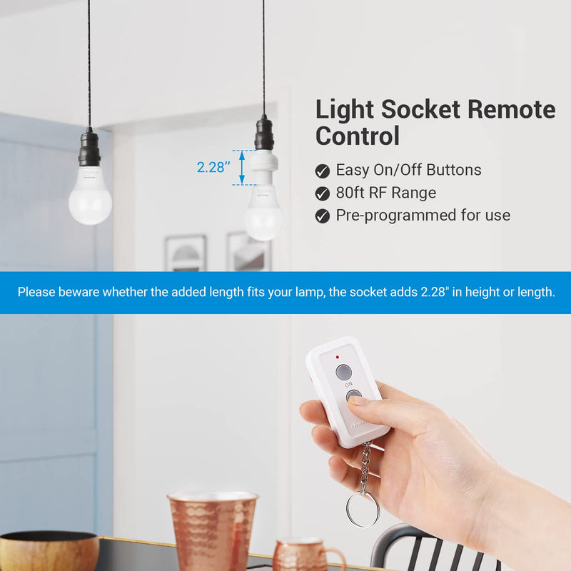 DEWENWILS Remote Control Light Socket E26/E27 Bulb Base, Wireless Ligh ...