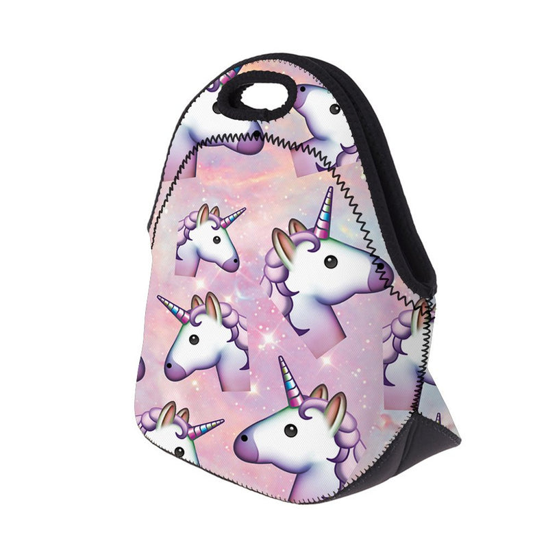 NewNest Australia - Boys Girls Kids Women Adults Insulated School Travel Outdoor Thermal Waterproof Carrying Lunch Tote Bag Cooler Box Neoprene Lunchbox Container Case (Many Unicorns) Many Unicorns 