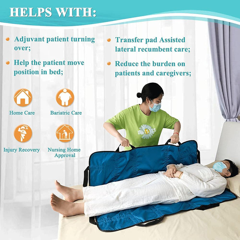 Positioning Pad Draw Sheet Patient Transfer Board Lift Sheet Slide Protective Hospital Bed Mat with Handles for Incontinence, Bariatric, Elderly - Reusable & Washable (48" X 40") - NewNest Australia