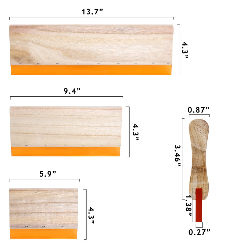 Screen Printing Squeegee, 5.9 inch/9.4 inch/13.7 inch, 75 Durometer Wooden Ink Silk Stencil Scraper for Screen Printing Water Squeegee-3PCS - NewNest Australia