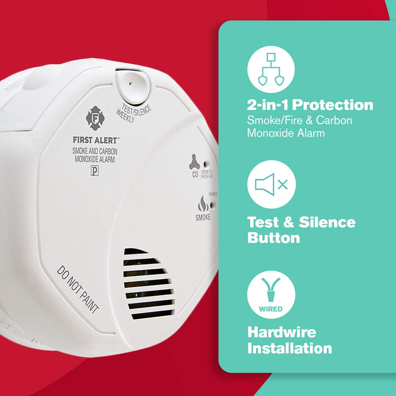 First Alert BRK SC7010B Hardwired Smoke and Carbon Monoxide (CO) Detector with Battery Backup , White 1 pack Photoelectric Technology - NewNest Australia