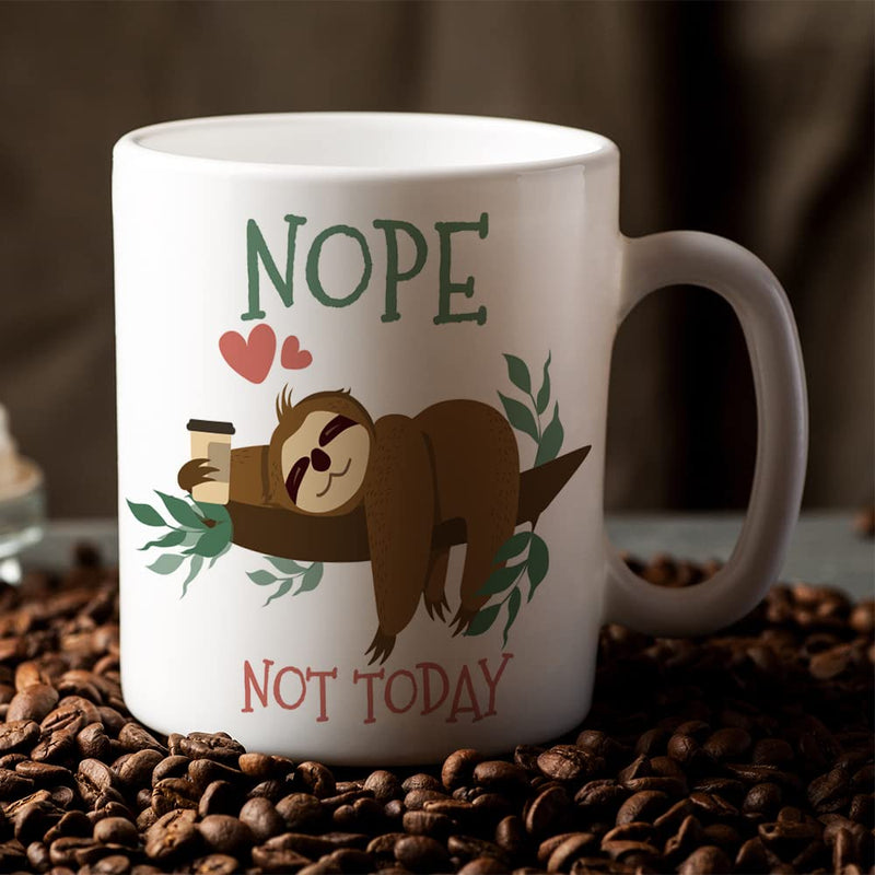 Yanprint Nope Not Today Funny Sloth Coffee Mug, Cute Sloth Gifts For Women men Friends Coworkers,Sloth Lover gifts Tea Cup 11oz - NewNest Australia