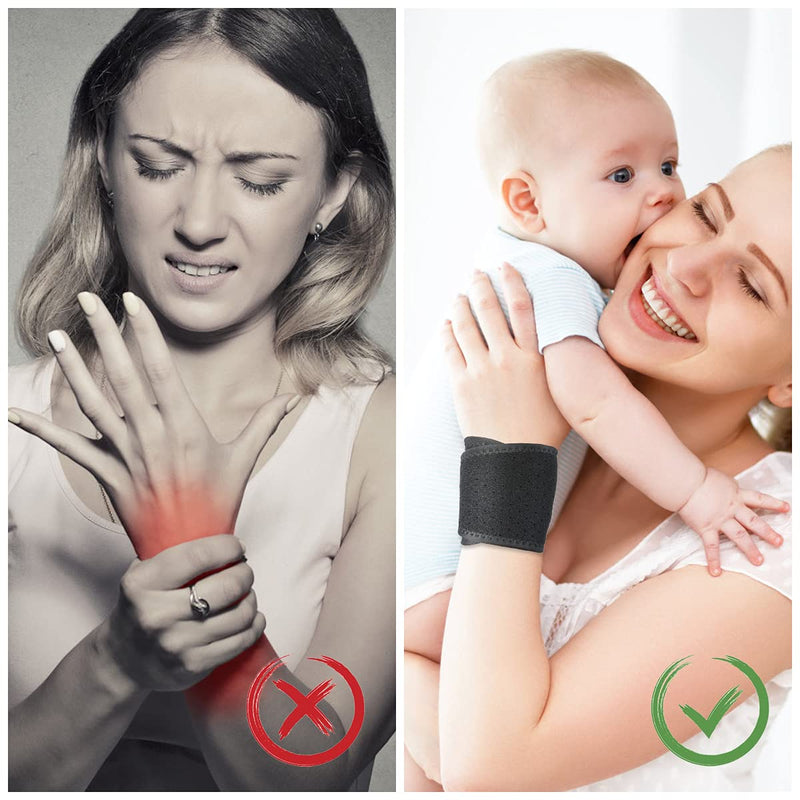 URAQT Wrist Support, 2 Pack Adjustable Wrist Strap for Men Women, Carpal Tunnel Compression Wrist Wraps for Tendonitis Pain Relief, Sports Protecting, Injury Recovery, Wrist Brace for Right&Left Hand Black - NewNest Australia