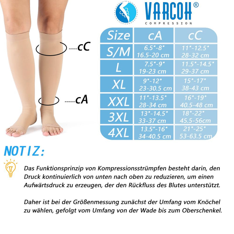 Varcoh Compression Stockings Women'S Wide Plus Size (S-4Xl) Compression Stockings Men, Knee High, Open Toe, Class 2 - Extra Large Sizes For Optimal Fit And Comfort For Varicose Veins - NewNest Australia