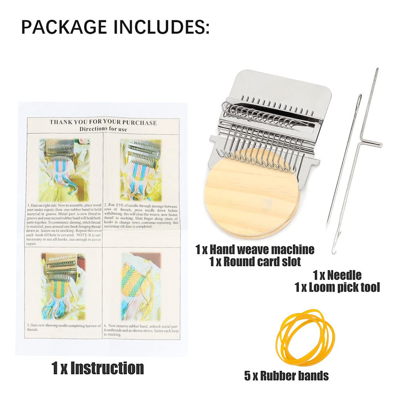Spencertoys Small Loom Speedweve Type Weave Tool - Mini Wooden Weaving Kit Convenient Darning Mending Knitting for Craft DIY Arts Jeans, Socks and Clothes (14 Hooks) 14 Hooks - NewNest Australia