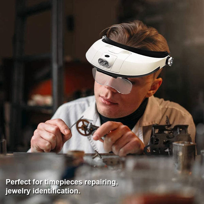 Meichoon Magnifying Glasses Head Mount Magnifier Double Led Lights 1 X 1.5 X 2 X 2.5 X 3.5 X 5 Lenses Magnifier With Batteries For Reading Maintenance Inspection Welding Embroidery Uc41 - NewNest Australia