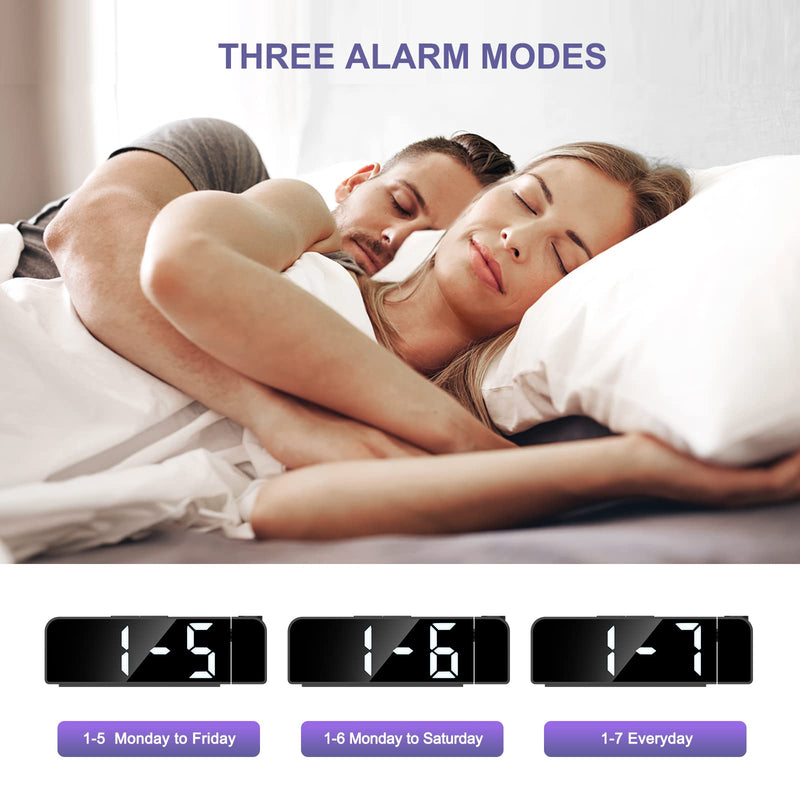 JXTZ Projection Alarm Clock, Alarm Clocks with Projection on Ceiling with 7.9" Large Display, LED Digital Clock with 4 Level Brightness, Snooze, Night Mode, Temperature, Clock for Bedroom Living Room - NewNest Australia