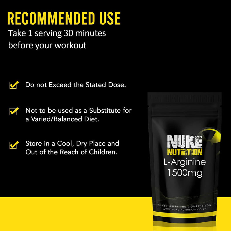 Nuke Nutrition L Arginine Capsules 1500mg - 365 Capsules - Nitric Oxide Supplement for Men & Women to Improve Muscle Strength, Endurance & Mass - Nutritional Pre Workout - Nitric Acid Pills for Energy 365 Count (Pack of 1) - NewNest Australia