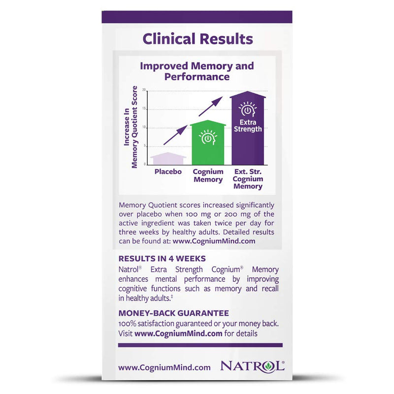 Natrol Cognium Extra Strength Tablets, Brain Health, Keeps Memory Strong, #1 Clinically Studied, Shown to Improve Memory and Recall, Enhances Mental Agility, Safe and Stimulant Free, 200mg, 60 Count - NewNest Australia