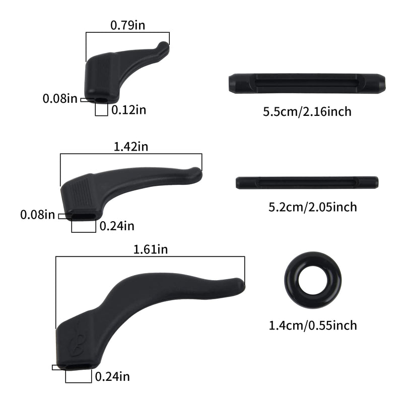 Kysun 16 Pairs Of Glasses Non-Slip, Glasses Non-Slip Holder, Silicone Non-Slip Glasses Holder, Glasses Non-Slip Temple Ends, Glasses Non-Slip Ring, Non-Slip Reading Glasses Accessories, Black, Bronze, 32 Lang - NewNest Australia
