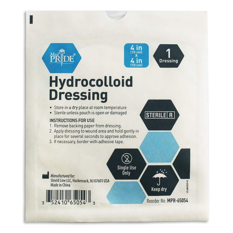 Med PRIDE Hydrocolloid Wound Dressing Pads| 5-Pack, 4inch by 4inch Sterile Adhesive Patches| Individually Packed, Highly Absorbent, Water-Resistant & Comfortable| Stays On for Multiple Days 4'' x 4'' Thin - NewNest Australia