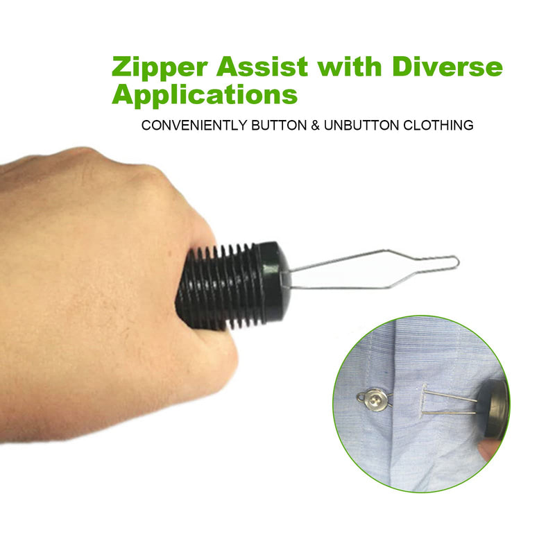 TSHAOUN Button Hook & Zipper Pull, Zipper Pull Helper, Easy Grip Button Hook & Clothes Zip Puller, Dress Clothes Tool, Button Shirts Aid, One Hand, Disability, Handicapped and Seniors (Black) Black - NewNest Australia