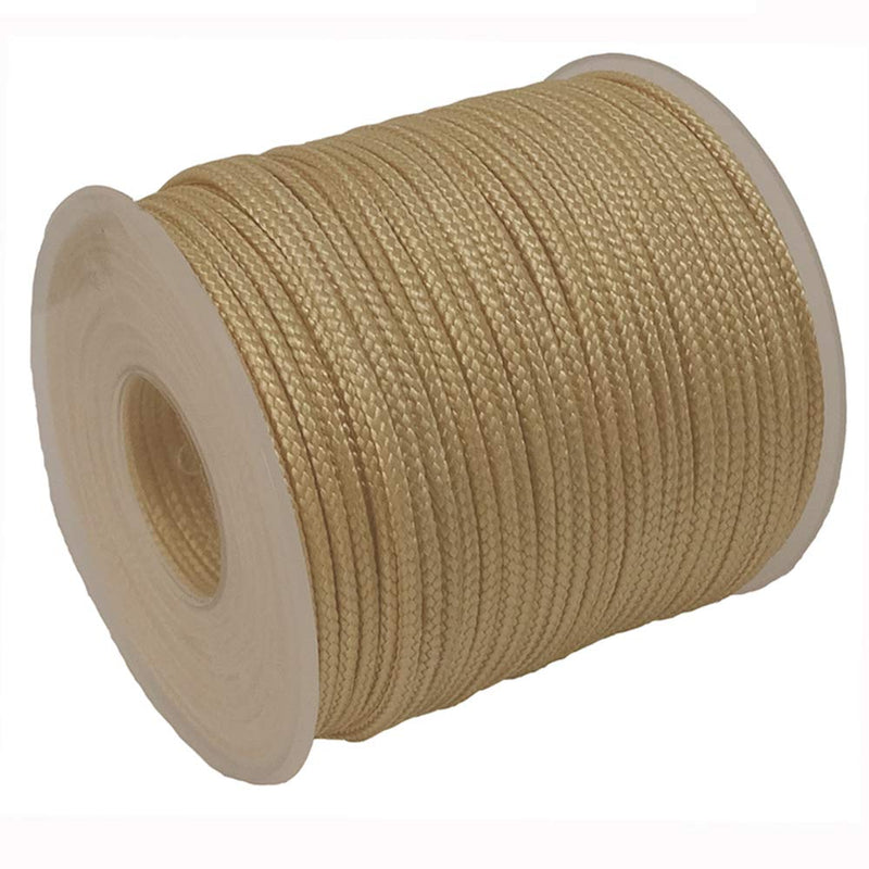 Y-Axis Roll of 60 Yards 2.0mm Light Gold Braided Nylon Lift Shade Cord with 6 Pack White Wood Cord Knobs + Soft Tape - NewNest Australia