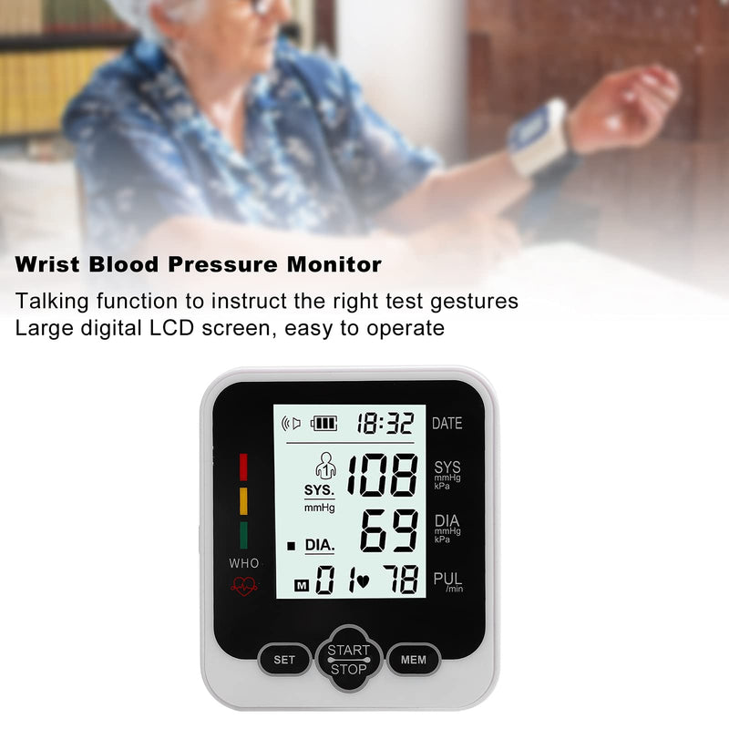 Wrist Blood Pressure Monitor, Lcd Screen Blood Pressure Monitor With Automatic Voice Transmission, Reading Memory, Wrist Blood Pressure Cuff For Home And Hospital Use - NewNest Australia