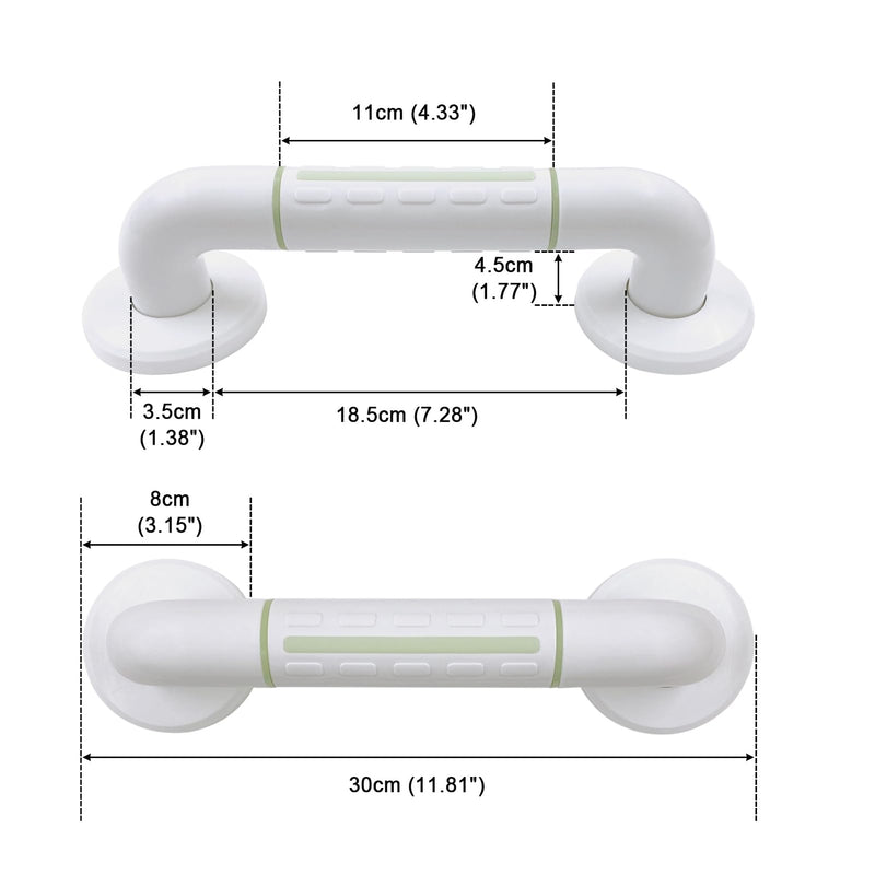 Bathroom Grab Rail Shower Safety Handle with Anti-Slip Grip Support Handles for Elderly Hand Rail for Shower, Bath Grab Handle Non Skid for Bathtub,Toilet,Bathroom, Stairway, White 30cm - NewNest Australia