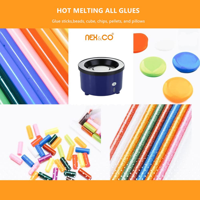 NEX&CO Glue Skillet for Crafting, Electric Hot Melt Adjustable Temperature Control Glue Pot for Glue Sticks Pellets Beads, 225-400 F, 4-1/4" Diameter, For Floral, Crafts, Batik, Wreath, Hair Extension - NewNest Australia