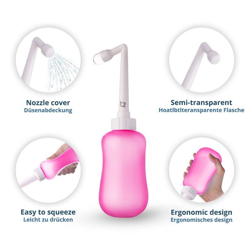 T2 Perineal Bottle - Portable Bidet for Postpartum Care, Perineal Pain Relief - 360ml Squeeze Bottle with 60° Nozzle & Washable Storage Bag - Hospital Bag Maternity Essential, Gift for Mum to Be - NewNest Australia