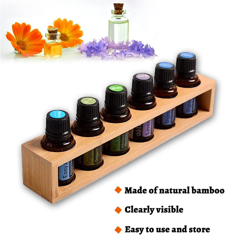 Wishesmar 6 Slots Bamboo Essential Oil Holder Shelf - Holds 15Ml 20Ml 30Ml Essential Oil Bottles - Storage Stand Rack Organizer For Essential Oils And Fragrance Oils #D - NewNest Australia