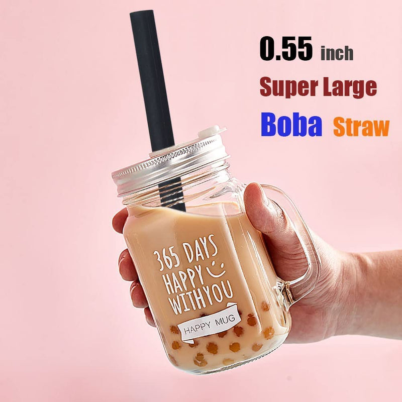 ALINK Reusable Silicone Boba Straws, Extra Large Bubble Tea Smoothie Straws for Tapioca Pearl, Pack of 4 with Cleaning Brush and Case - 10 in x 14 mm - Black, Gray, Green, Pink - NewNest Australia